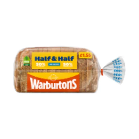 BREAD: WARBURTONS HALF & HALF 800G PM£1.55