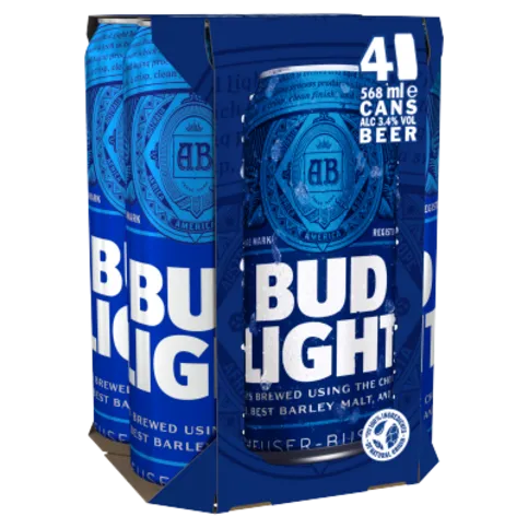 BUD LIGHT 3.4% ABV 4PK PINTS (4X568ML)