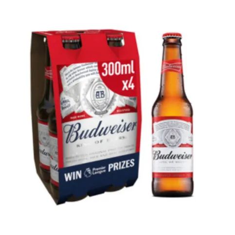 Budweiser Beer Bottles  4 x 300ml