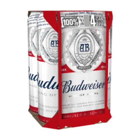 Budweiser Lager Beer Cans 4 x 568ml