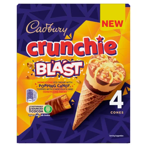 Cadbury Crunchie Cones 4pk 400ml