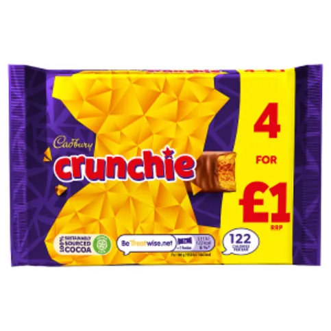 Cadbury Crunchie Chocolate Bar 4 Pack 104g