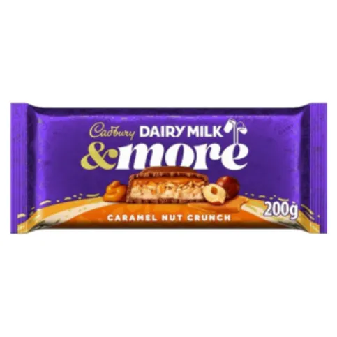CADBURY DAIRY MILK & MORE CARAMEL NUT CRUNCH 200G