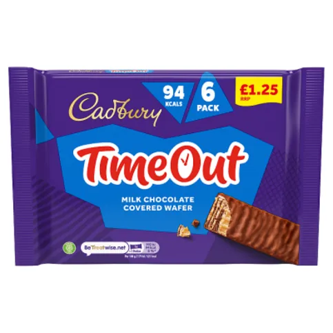 Cadbury Timeout Milk Chocolate Covered Wafer 6 x 18g (108g)