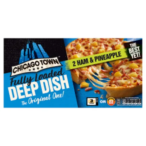 Chicago Town 2 Deep Dish Ham & Pineapple Mini Pizzas 2 x 161g