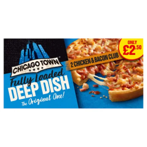 Chicago Town Fully Loaded Deep Dish Chicken & Bacon Club Pizzas 2 x 156g (312g)