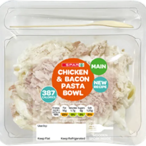 CHILLED: SPAR CHICKEN AND BACON PASTA BOWL 250G