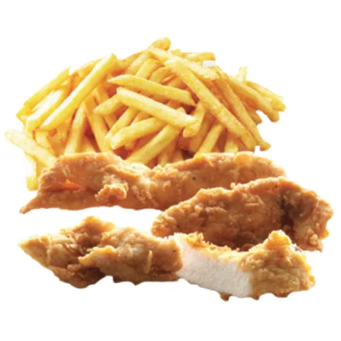 Chips, Cheese & Chicken Strips With Curry Sauce