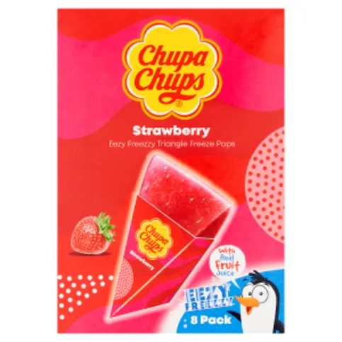 Chupa Chups Strawberry Eezy Freezy Triangle Freeze Pops 8 x 62ml (496ml)