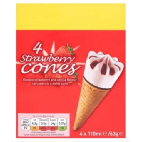 Classic Strawberry Ice Cream Cone 110ml