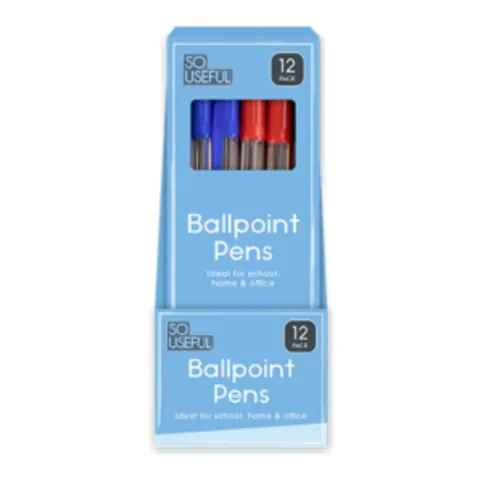 Clear Barrel Ballpoint Pens 12 Pack