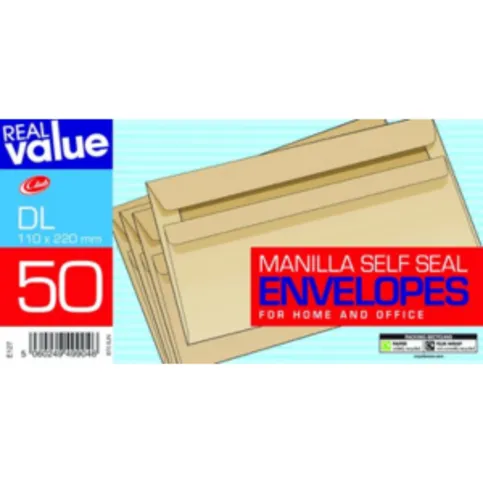 Club Dl Manilla S/seal Envelopes 50 Pack