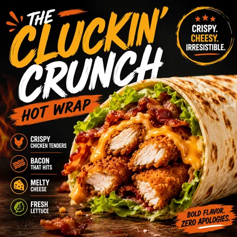 Clucking Crunch Chicken Tenders, Bacon, Cheese Wrap