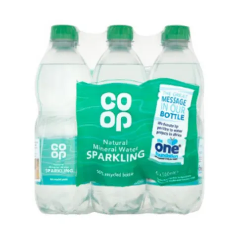 Co-op Natural Mineral Water Sparkling 6 x 500ml