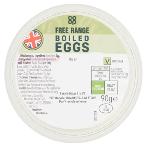 CP Free Range Hard Boiled Eggs 90G