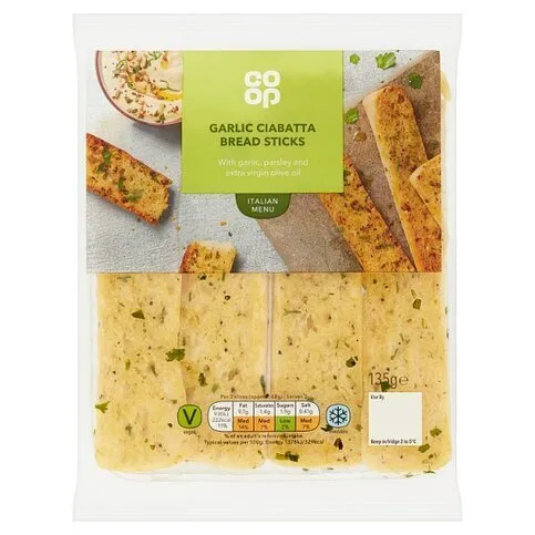 Co Op Garlic Ciabatta Breadsticks 135g