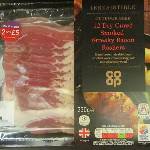 Co-op Irresistible 12 Air Dry Cured Smoked Streaky Bacon Rashers 230g