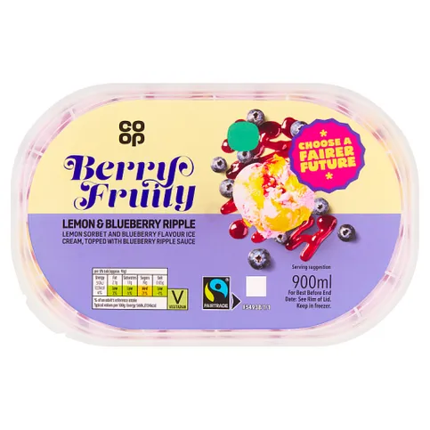 Co-op Lemon Sorbet & Blueberry Ice Cream 900ml