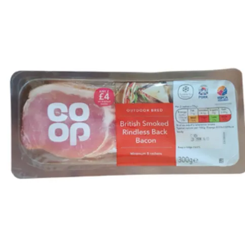 Coop Smoked Rindless Back Bacon 300g
