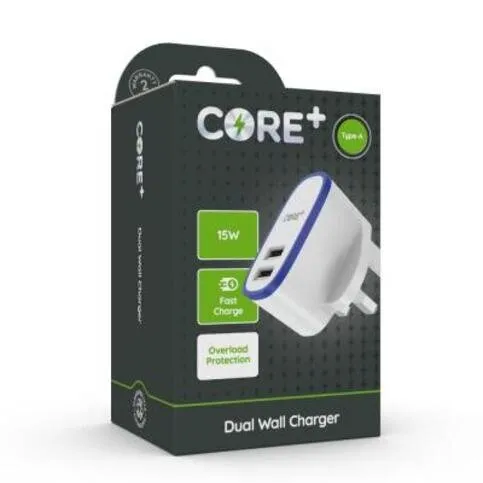 Core Plus Dual Wall Charger 15w Fast Charge