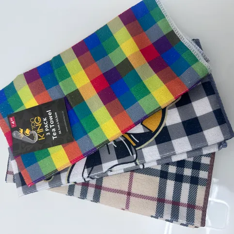 Cotton King 3 Pack Tea Towel Checked