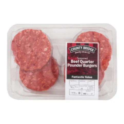 County Bridge Beef Quarter Pounder Burger 450g