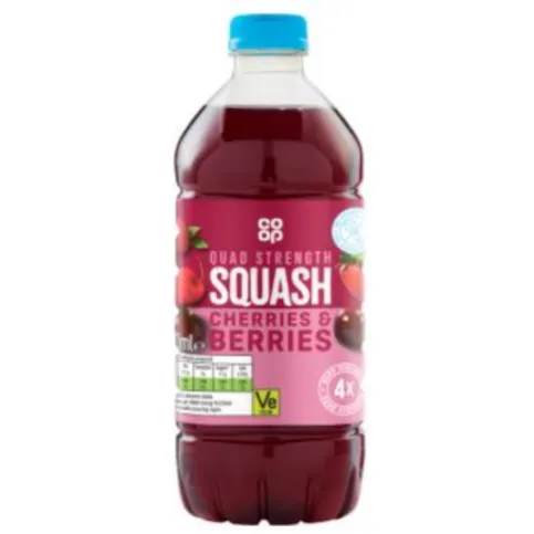 Co-op Quad Strength Cherries & Berries Squash 750ml