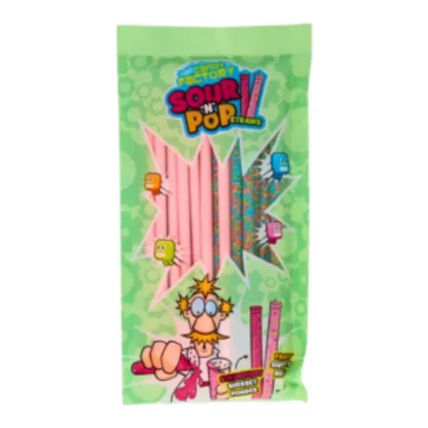 Crazy Candy Factory Sour N Pop Straws 80g