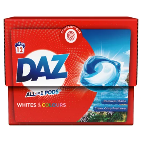 DAZ ALL in 1 PODS® Washing Capsules, Whites & Colours, 12 Washes