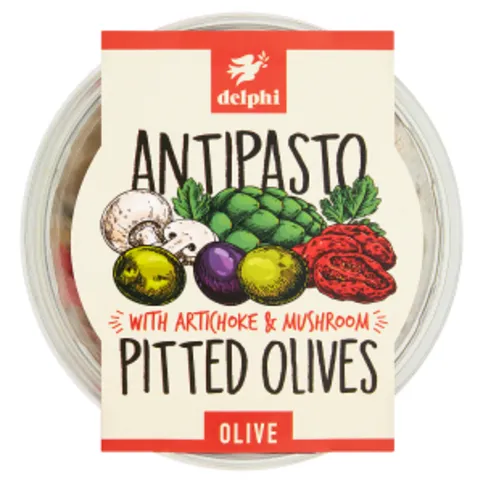 Delphi Antipasto Pitted Olives with Artichoke & Mushroom 160g