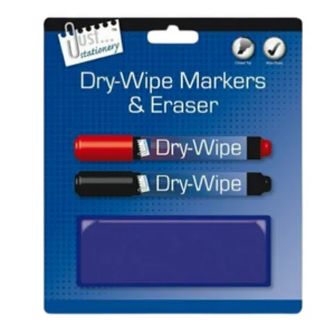 Just Stationery Whiteboard Marker and Eraser 2 Pack