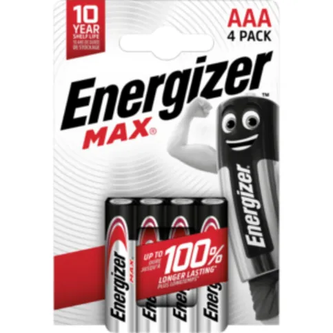 Energizer Max AAA Batteries Alkaline 4 Pack Clipstrip