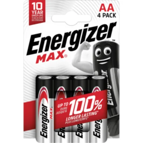 Energizer Max AA Batteries Alkaline 4 Pack Clipstrip
