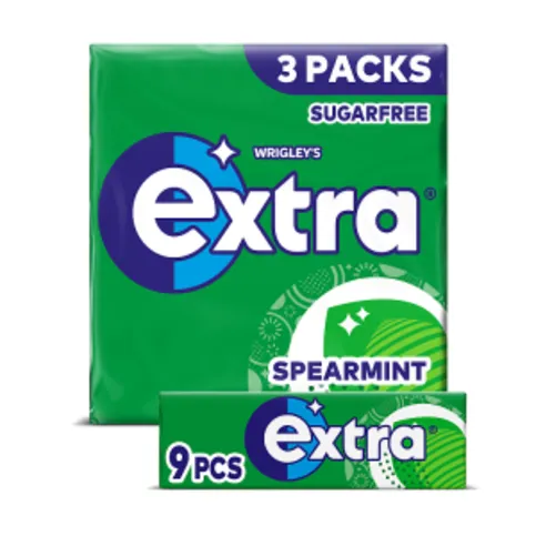 Extra Spearmint Chewing Gum Sugar Free Multipack 3 x 9 Pieces