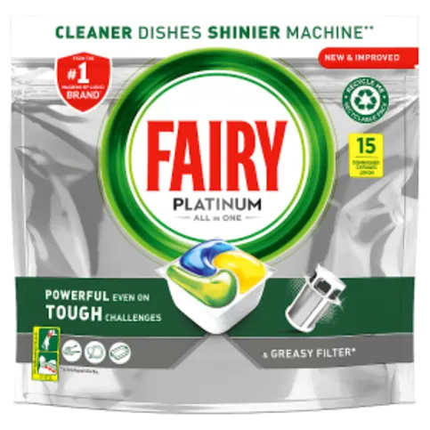 Fairy Platinum All In One Dishwasher Tablets Lemon, 15 Tablets