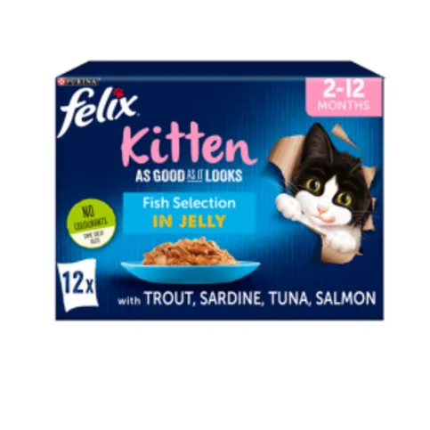 Felix As Good As It Looks Kitten Fish in Jelly Wet Cat Food 12 Pouches