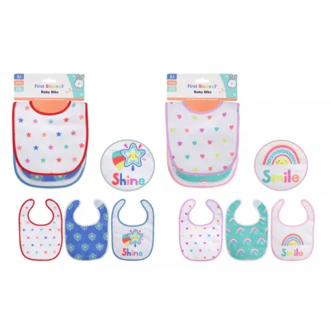 First Steps Baby Bib 3pk