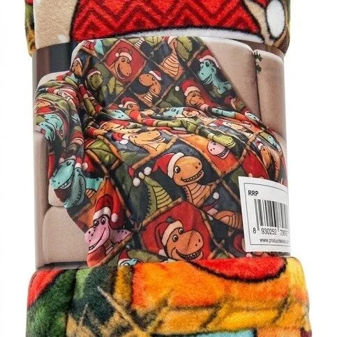 FLANNEL THROW DINOSAURS 150 X 200CM