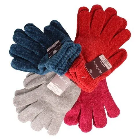 FOXBURY LADIES CHENILLE MAGIC GLOVES (MIXED COLOURS AVAILABLE)