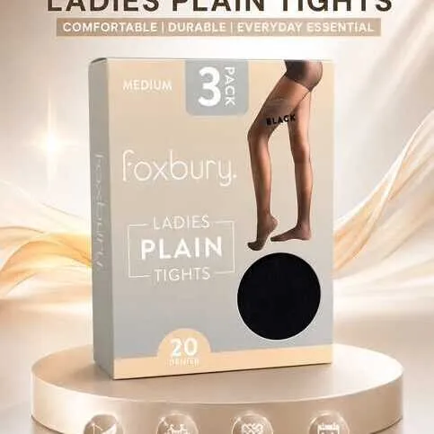 Foxbury  Ladies Plain Tights Black M