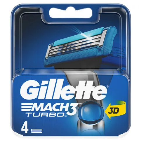 Gillette Mach3 Turbo Men’s Razor Blade Refills, 4 Pack