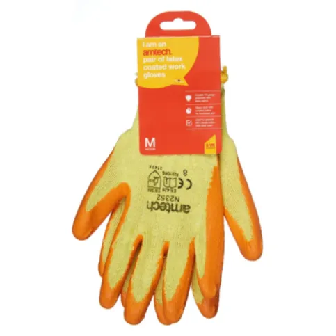 Amtech Latex Palm Coated Gloves Medium Size 8