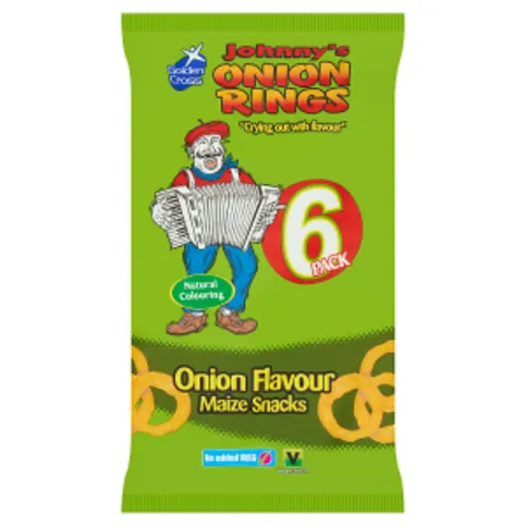 Golden Cross Johnny's Onion Rings Onion Flavour Maize Snacks 6 x 12g