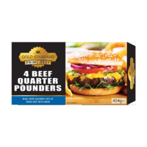 Gold Standard 4 Beef Quater Pounder Burgers 454g
