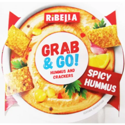 Grab and go spicy hummus and crackers