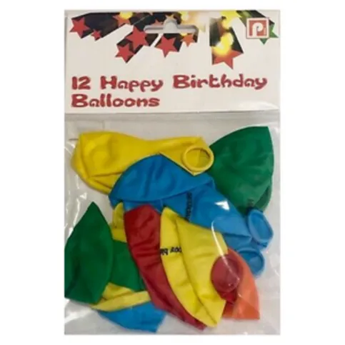 Happy Birthday Balloons 12 Pack
