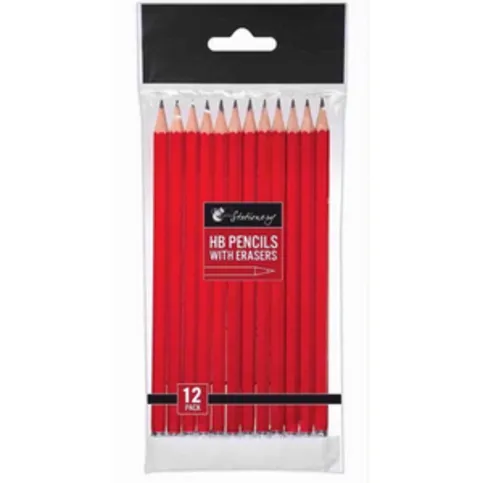 HB Pencils With Rubber 12 Pack