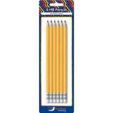 HB RUBBER TIPPED PENCILS * 6PACK