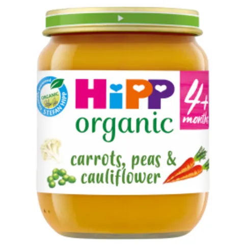 HiPP Organic Carrots, Peas & Cauliflower Baby Food Jar 4+ Months 125g