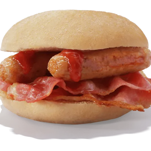 Hot Sausage and Bacon Sandwich - Available until 12pm